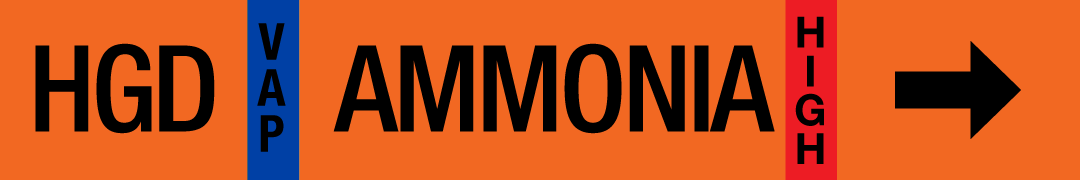 Ammonia Pipe Marking Label - Hot Gas Defrost