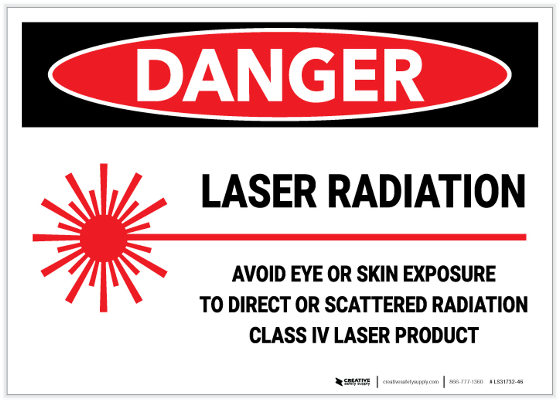 Danger Laser Radiation Avoid Eye or Skin Exposure To Direct Laser Label