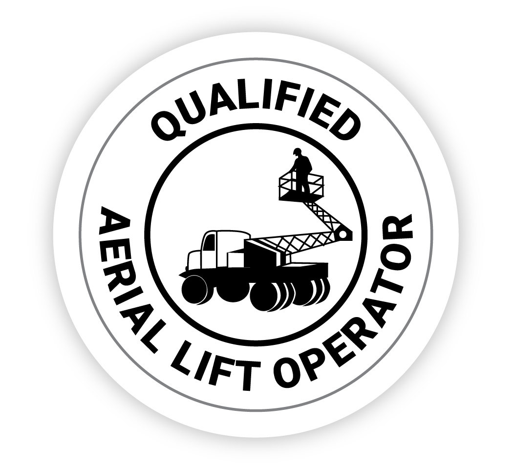 Qualified Aerial Lift Operator Hard Hat Sticker