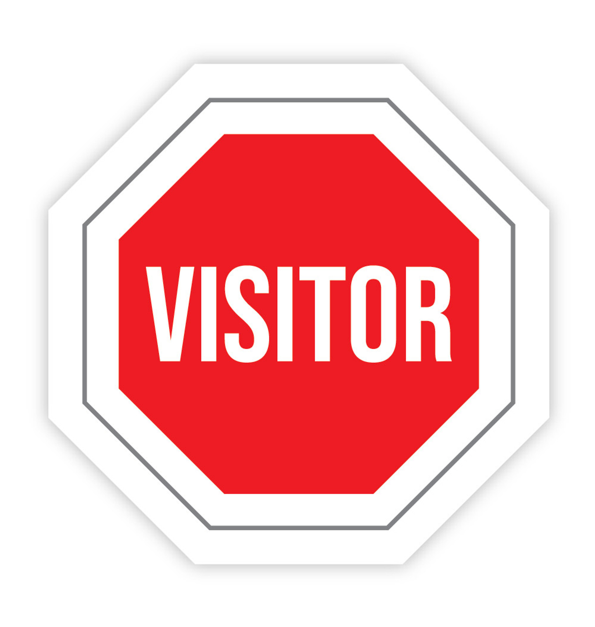 Visitor Stop Sign Hard Hat Sticker