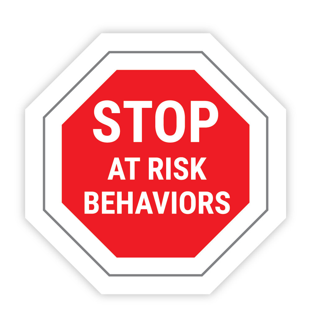 Stop At Risk Behaviors - Hard Hat Sticker | Creative Safety Supply