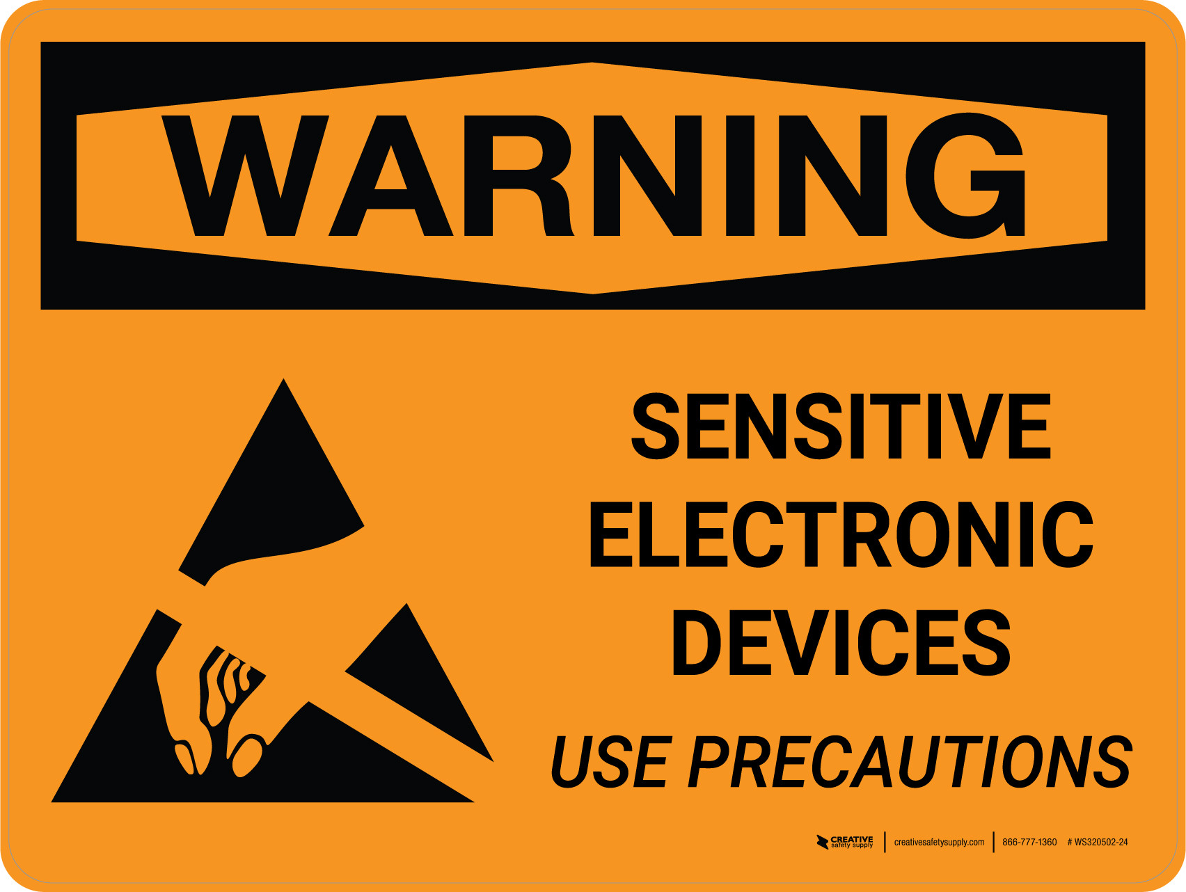 Warning: Sensitive Electronic Devices Use Precautions Landscape - Wall Sign