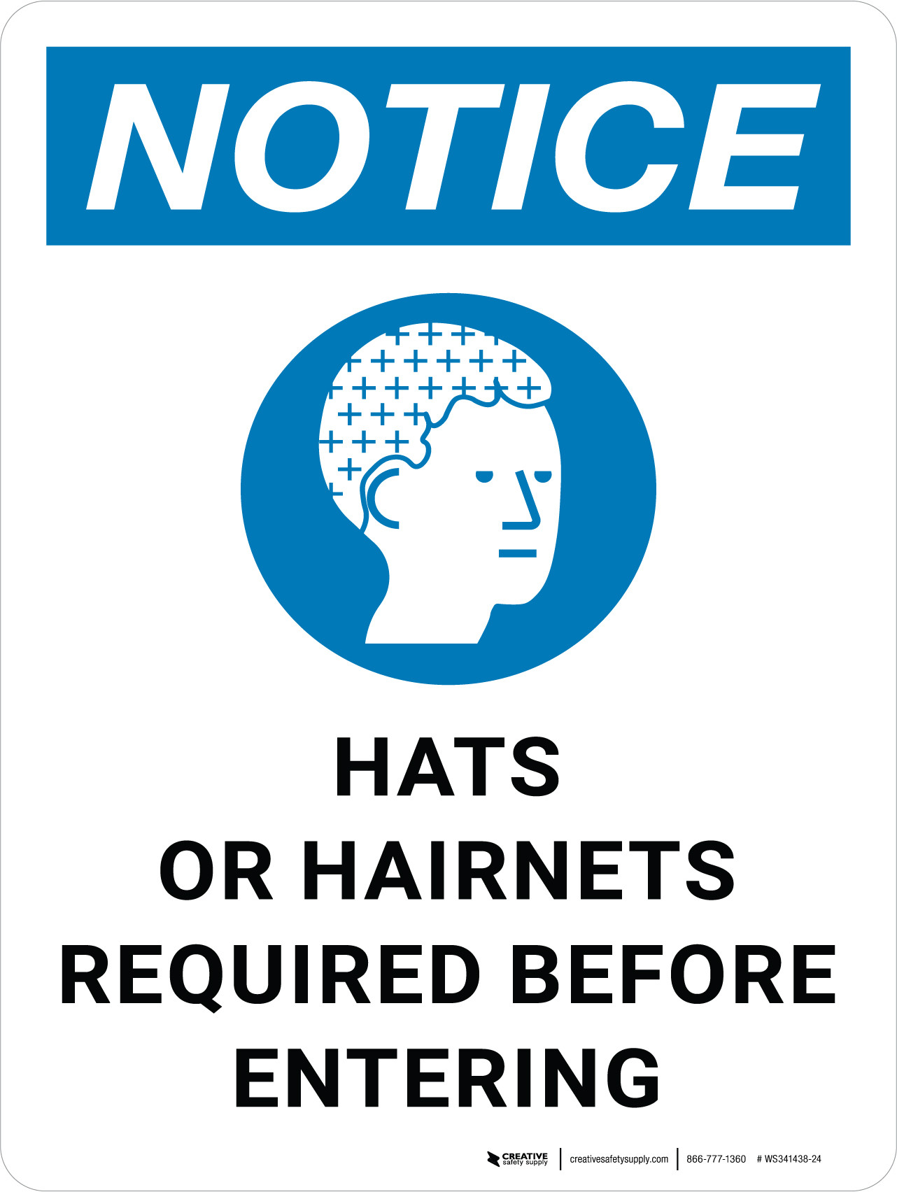 Notice Hats or Required Before Entering with Icon Portrait