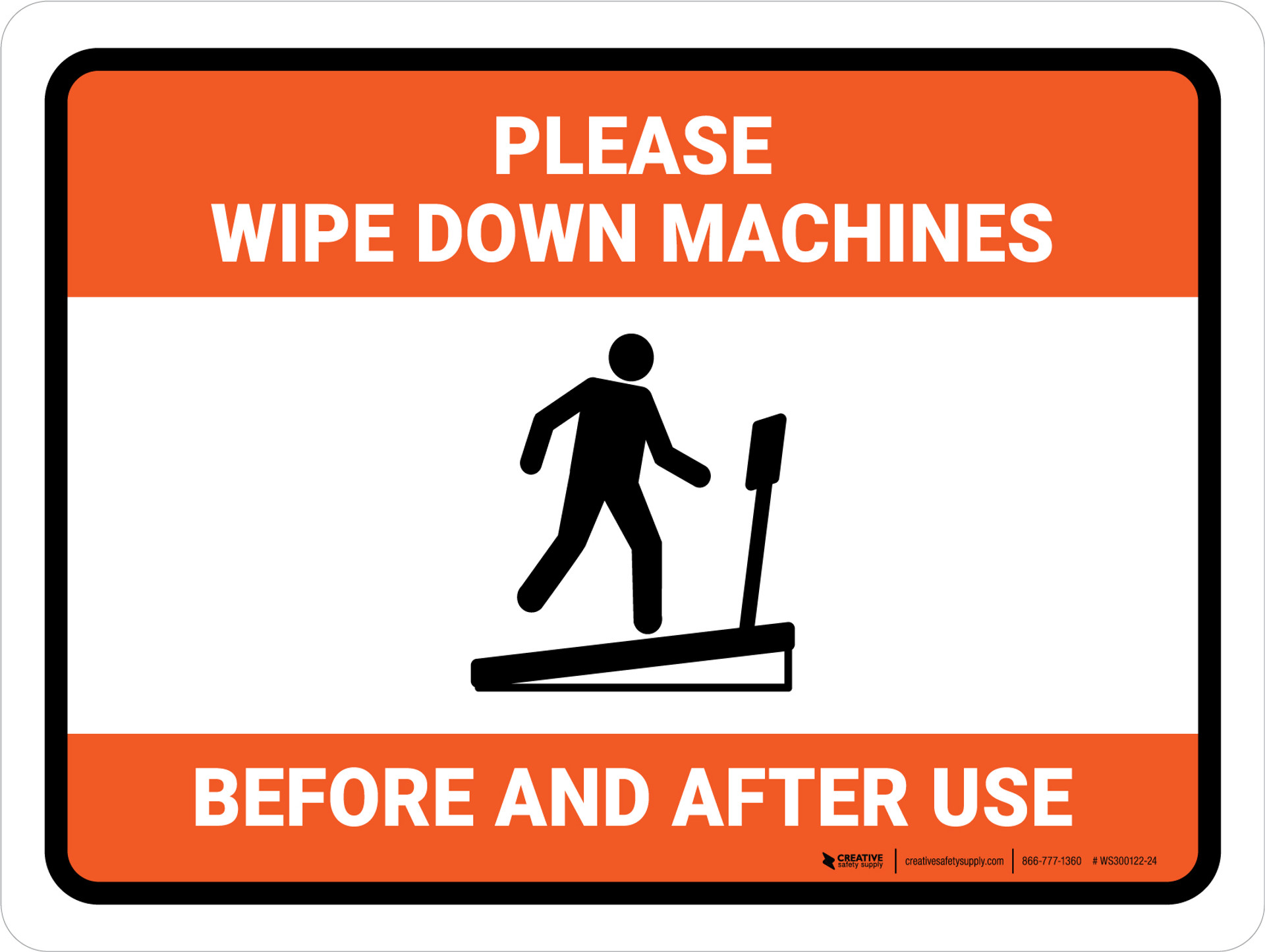 Please Wipe Down Machines Before and After Use Landscape Wall Sign