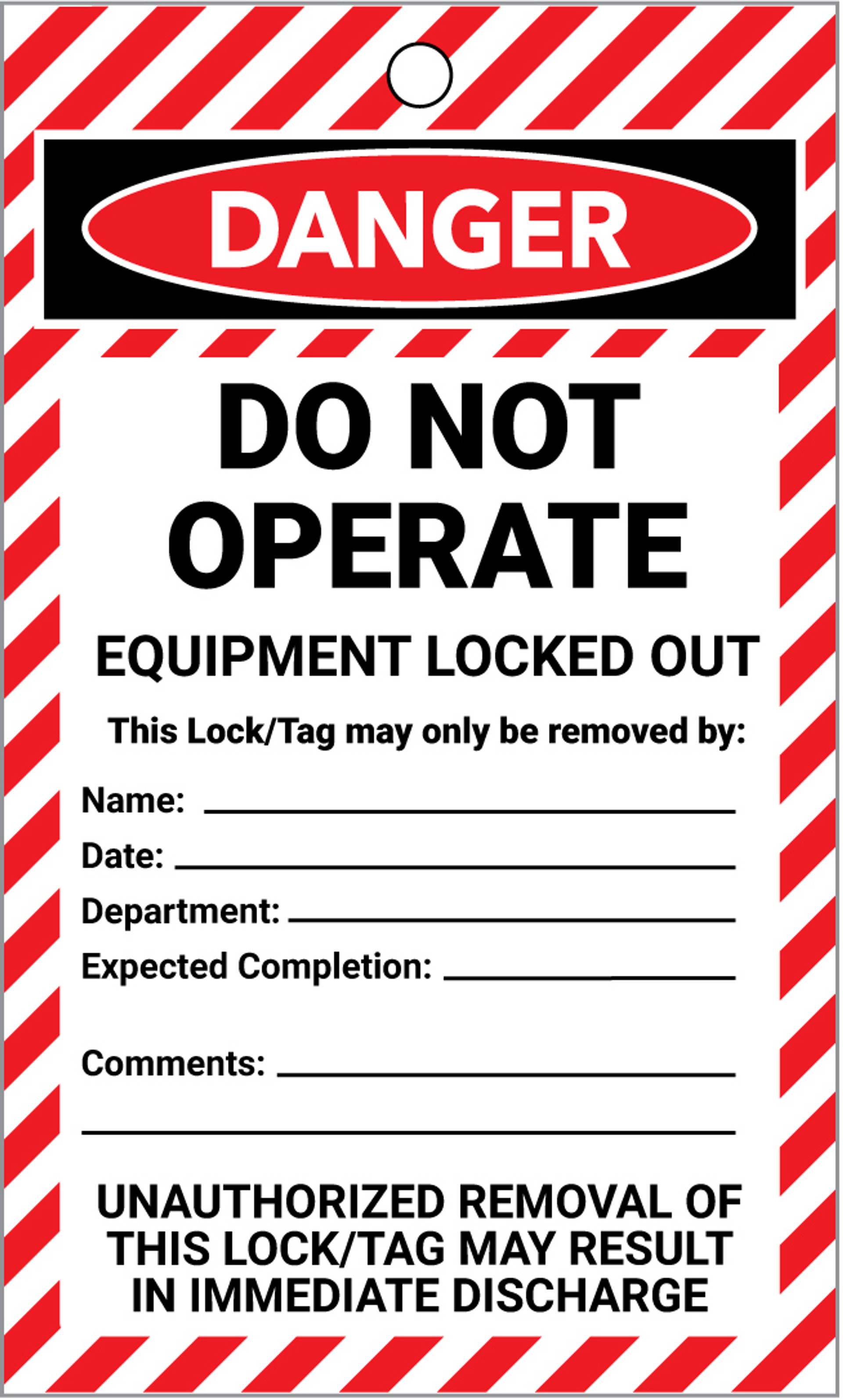 Do Not Operate - Lockout Tags