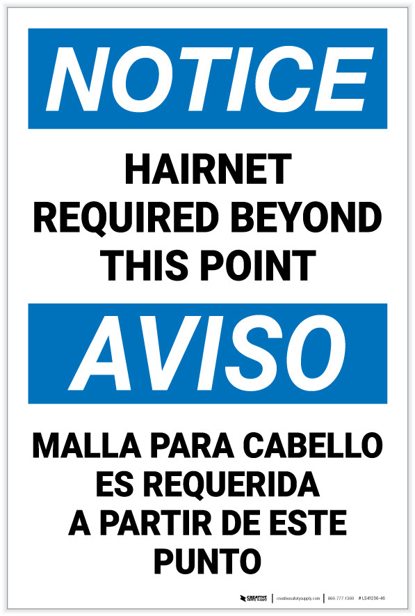 Notice Required Beyond This Point Bilingual Spanish Label