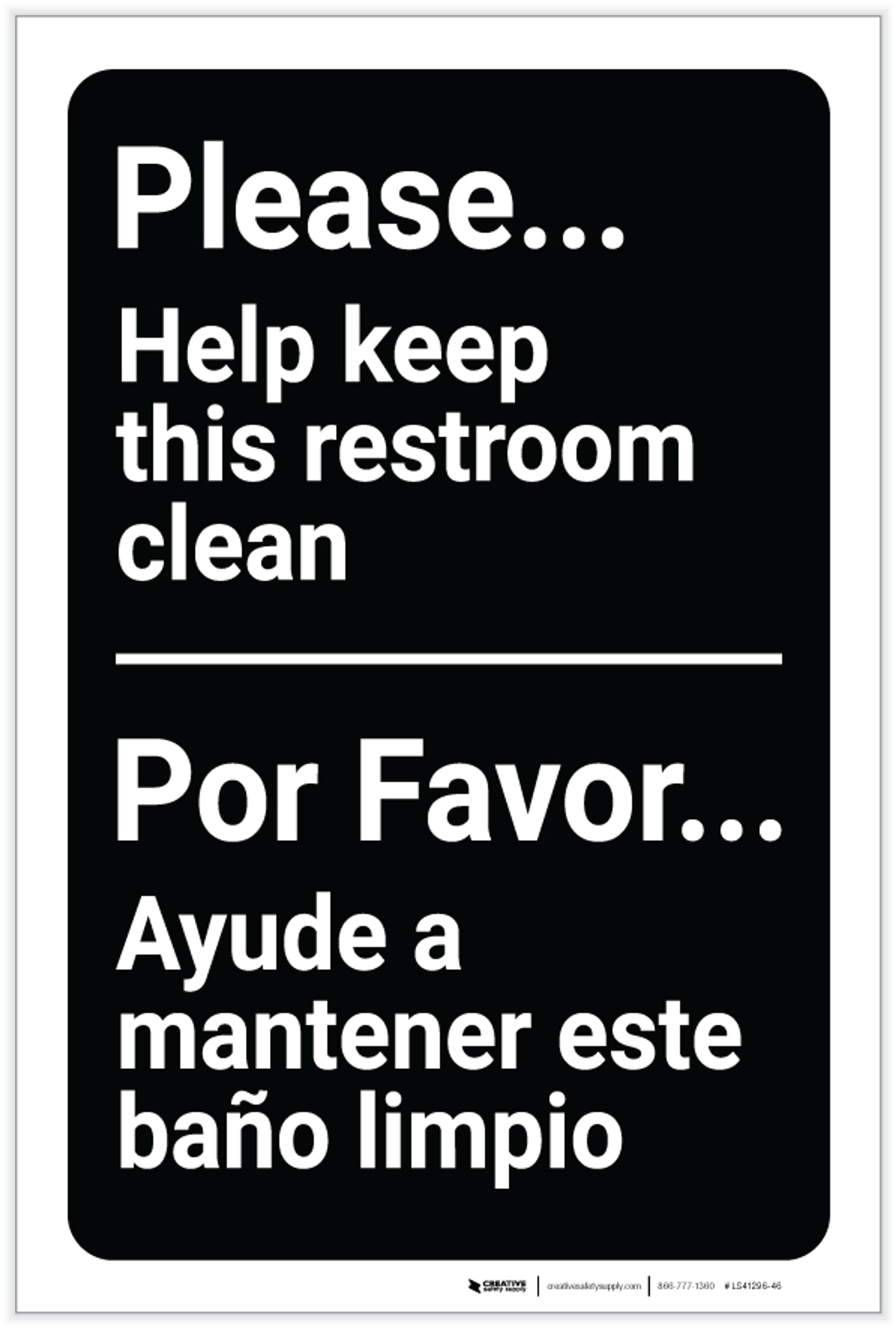 Please Help Keep This Restroom Clean Bilingual Spanish Label