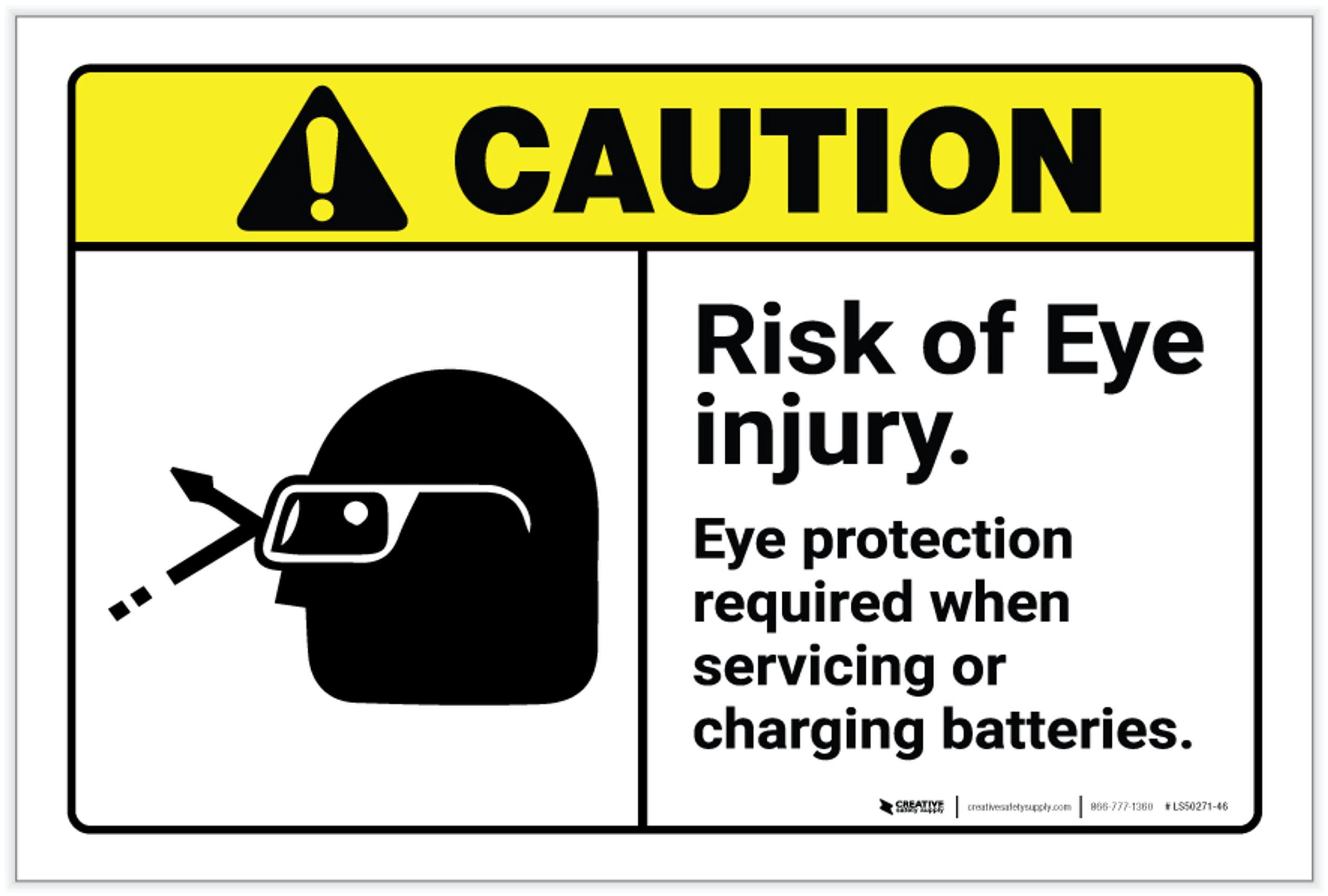 Caution Eye Protection Required with Graphic ANSI Label Creative