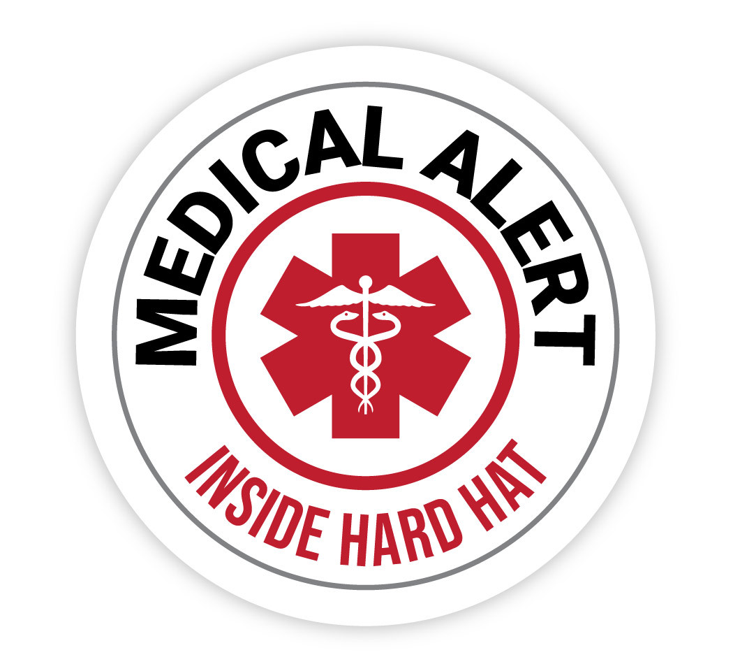 Medical Alert Inside of Hard Hat Hard Hat Sticker