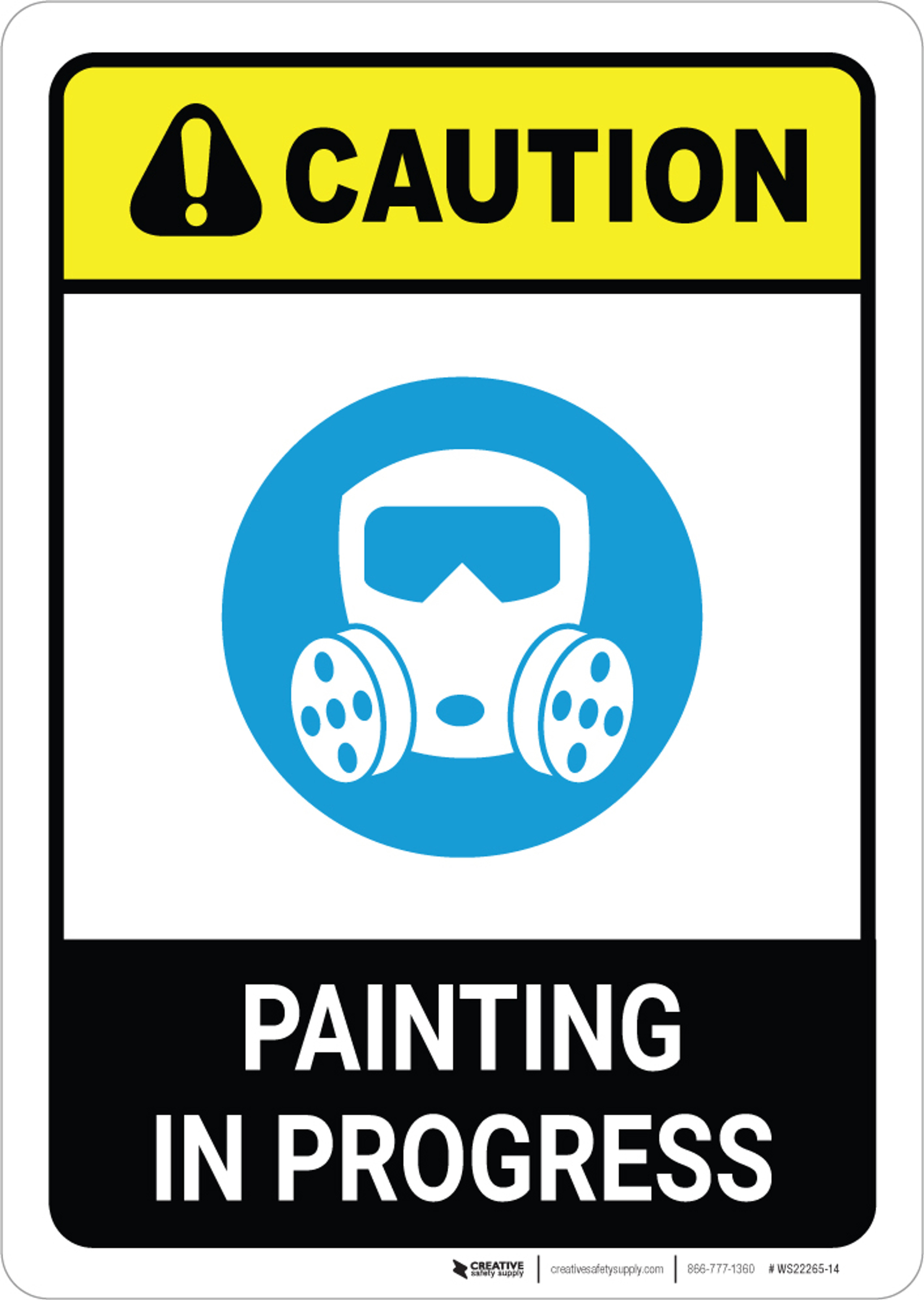 Caution Painting In Progress with Icon ANSI Portrait