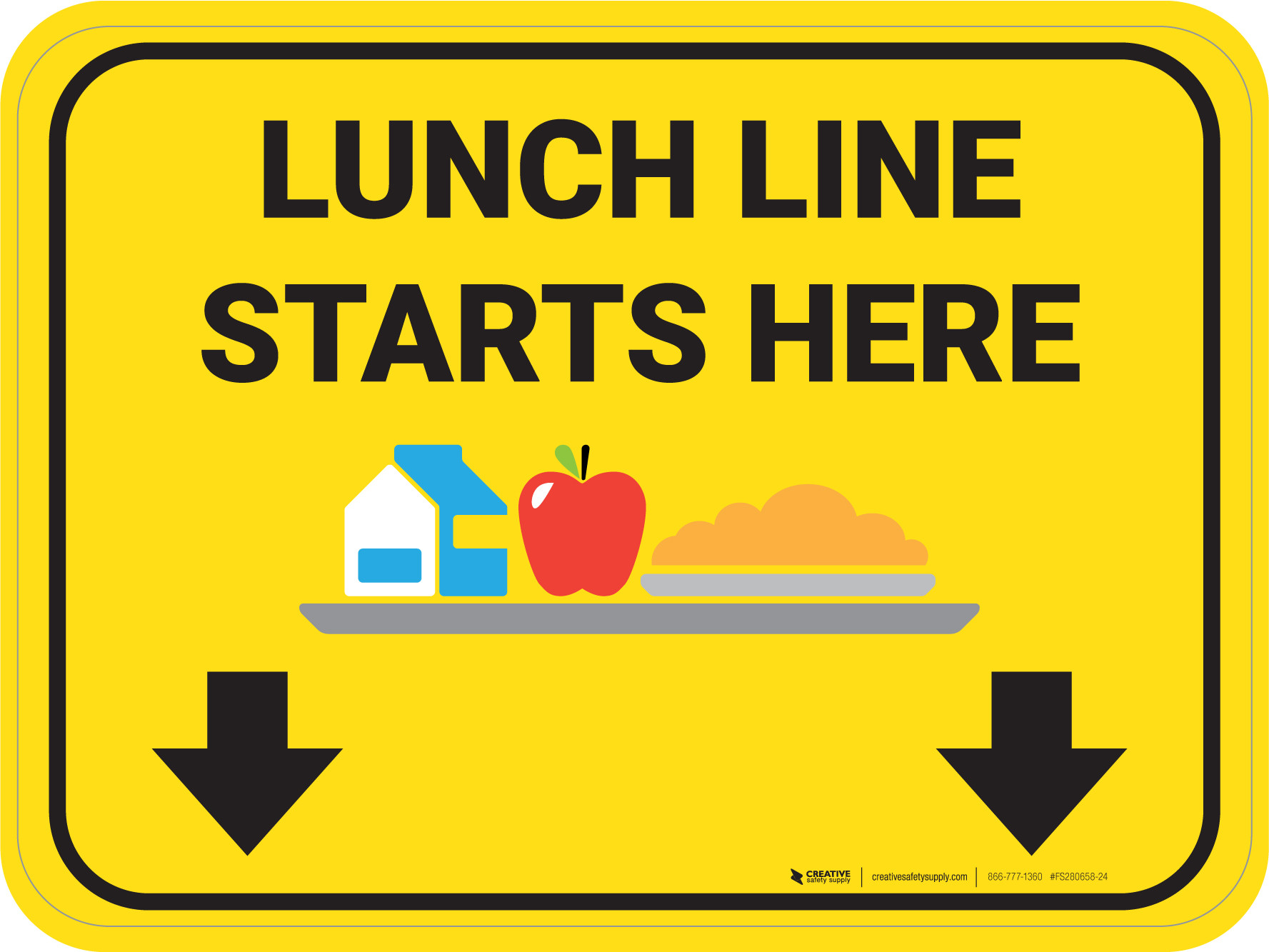 Lunch Line Starts Here Rectangle - Floor Sign