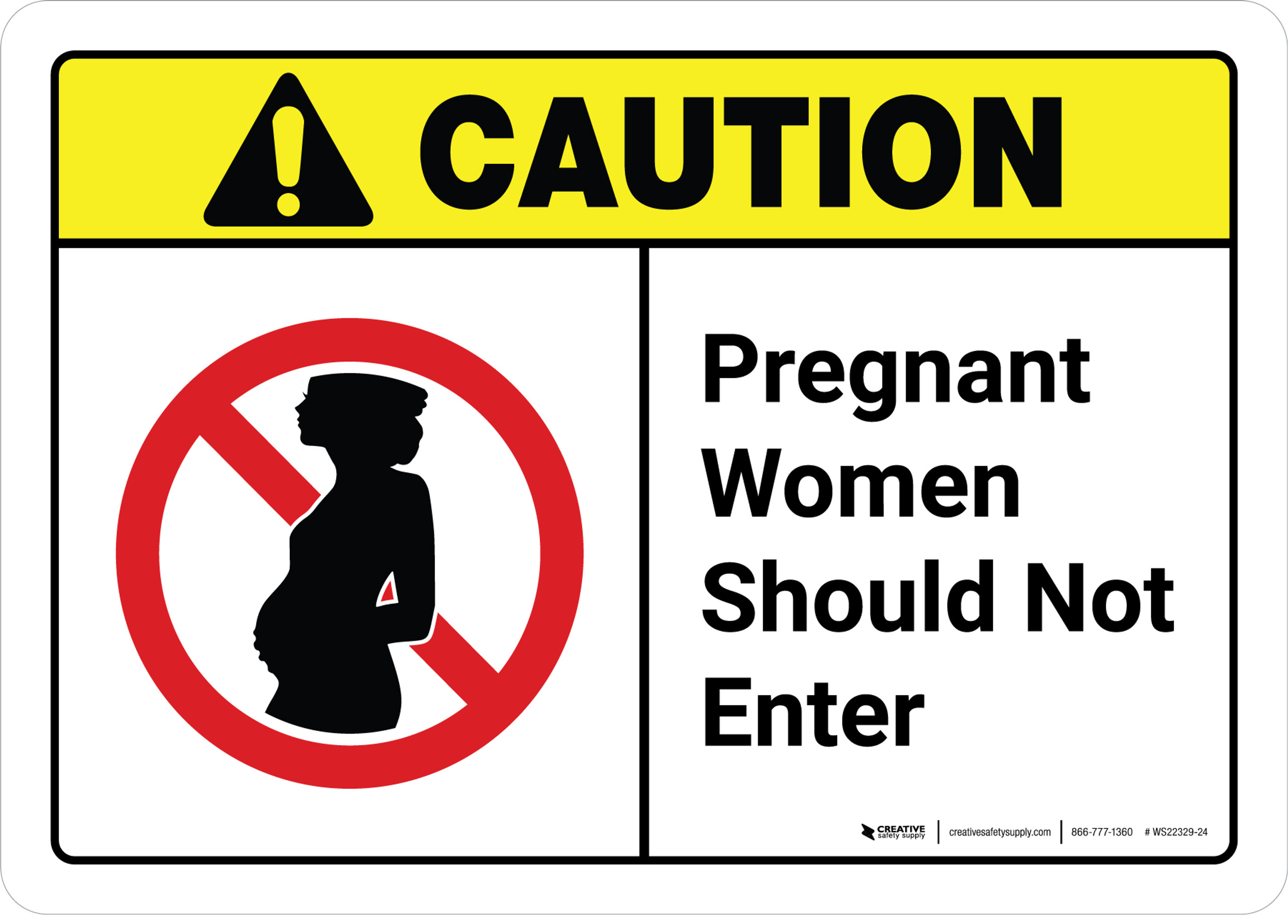 Caution Pregnant Women Should Not Enter With Icon Ansi Landscape Wall Sign