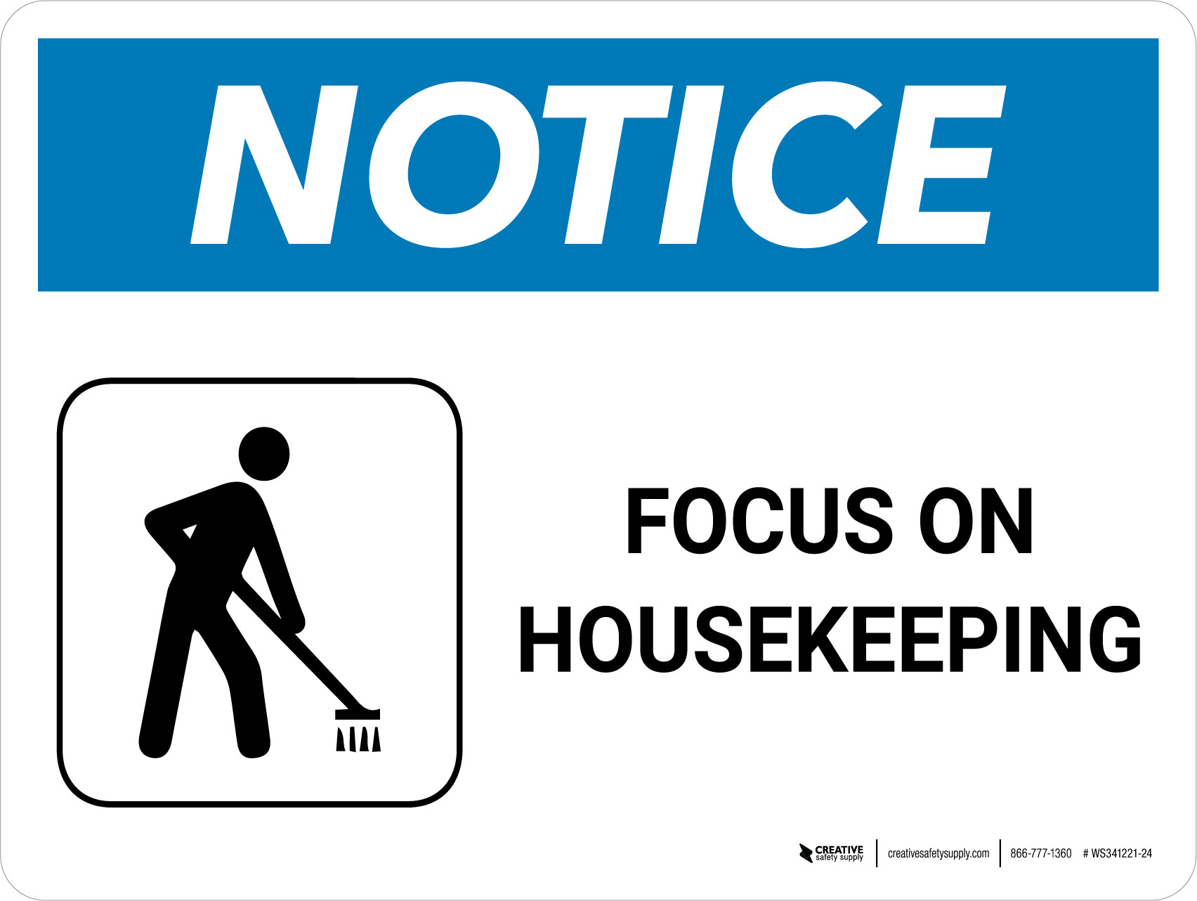 Notice Focus On Housekeeping with Icon Landscape Wall Sign