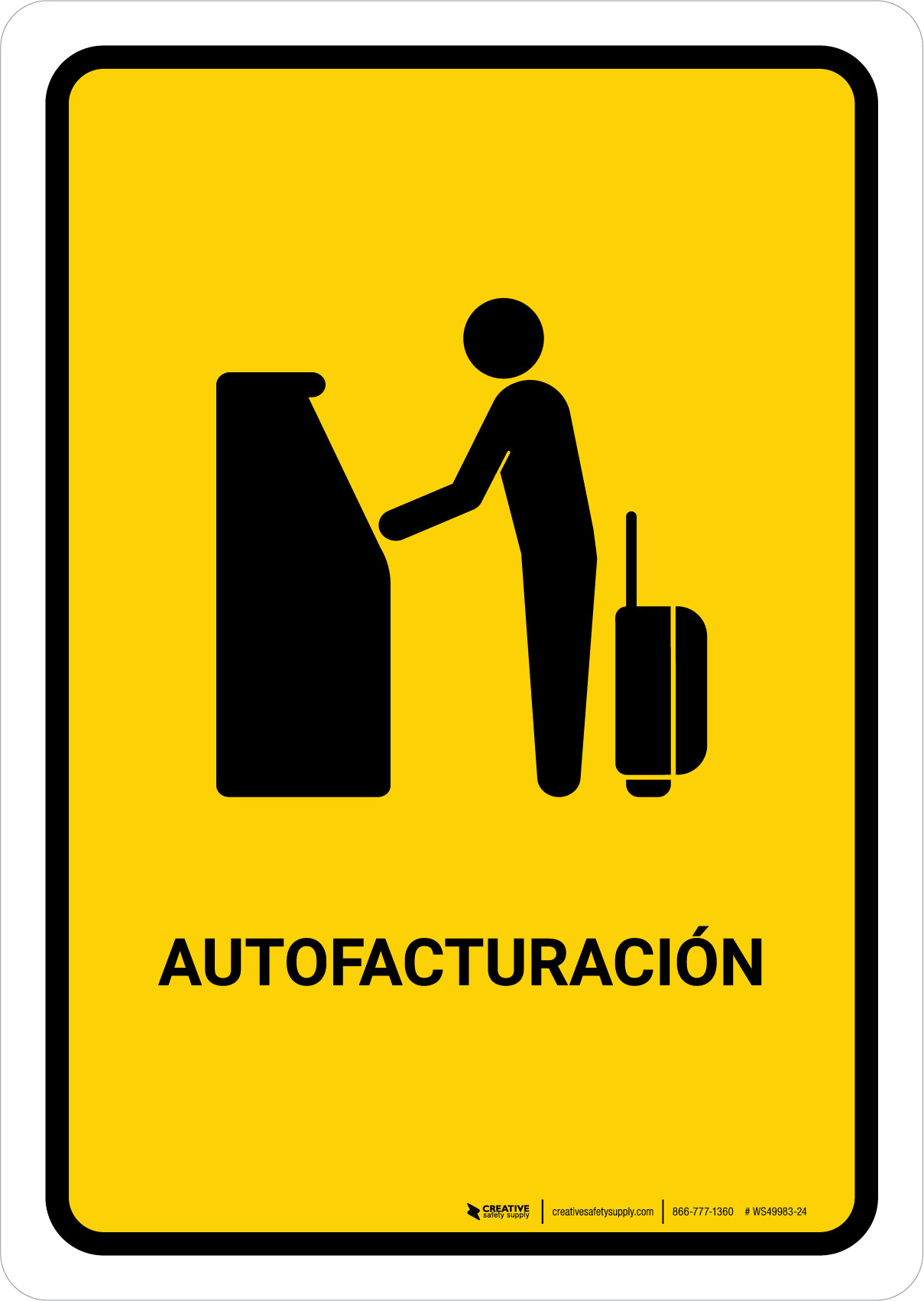 Auto Check In Yellow Spanish Portrait Wall Sign Creative Safety Supply