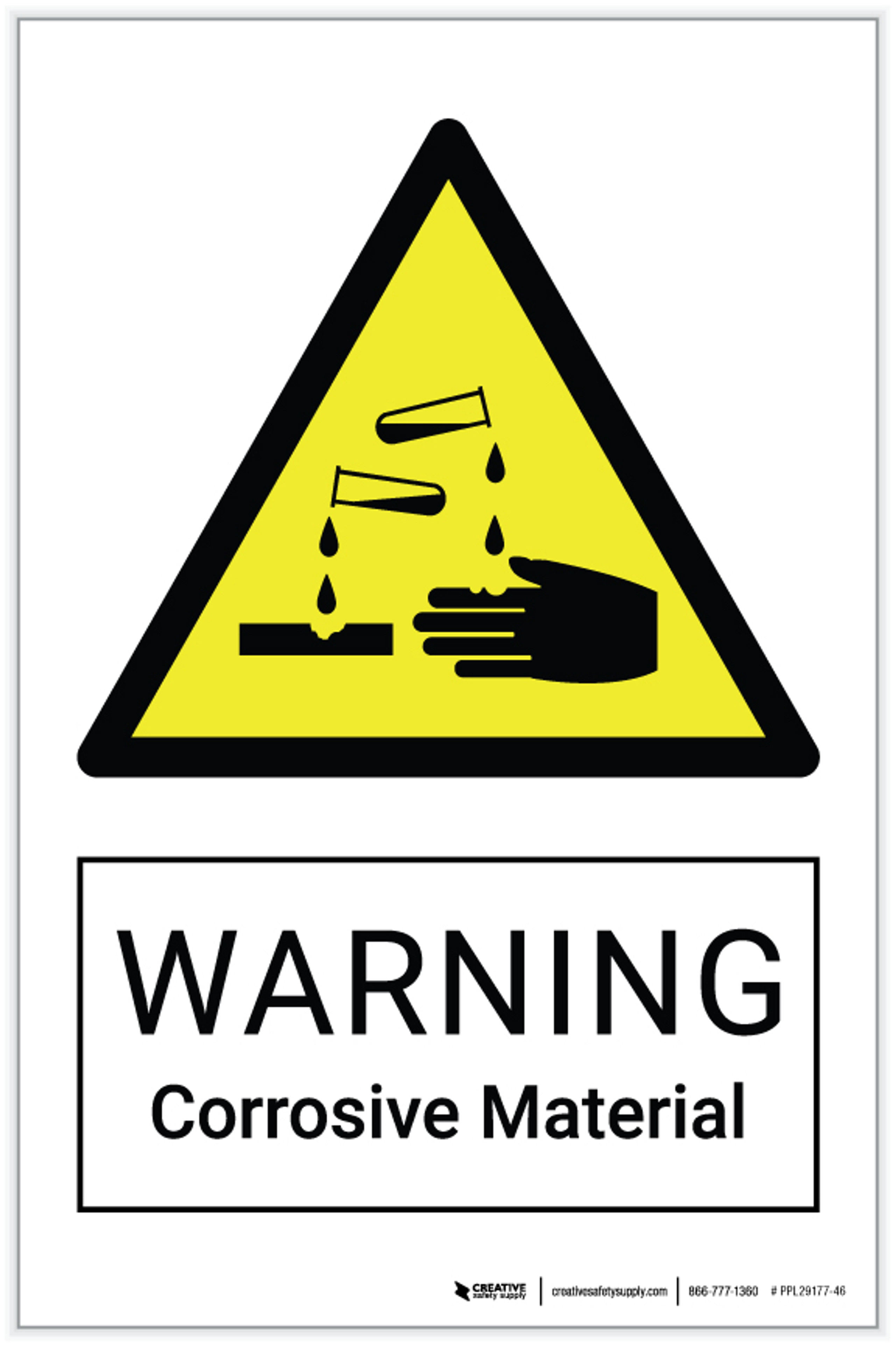 Warning Corrosive Material Safely Label.eps Creative Safety Supply
