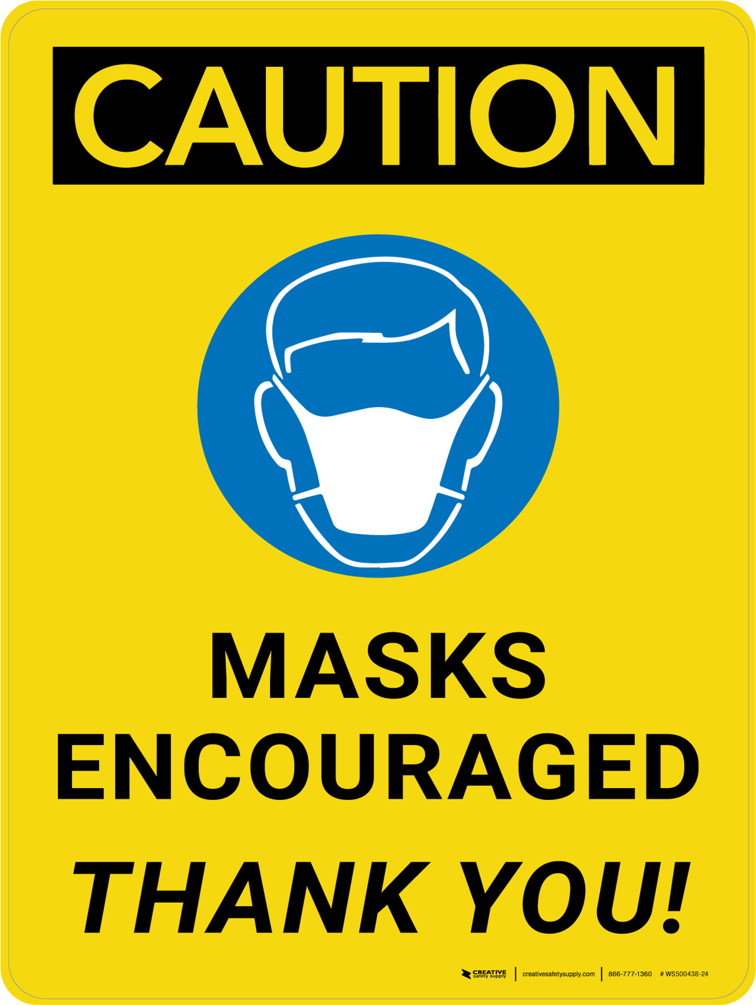 Masks Encouraged Thank You Wall Sign Creative Safety Supply