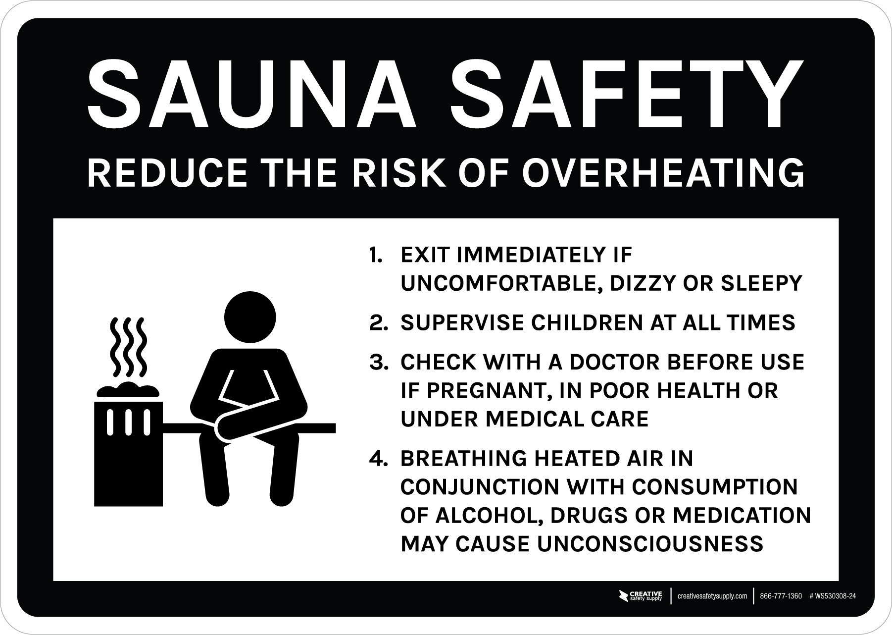 Sauna Safety Reduce The Risk Of Overheating Landscape Wall Sign