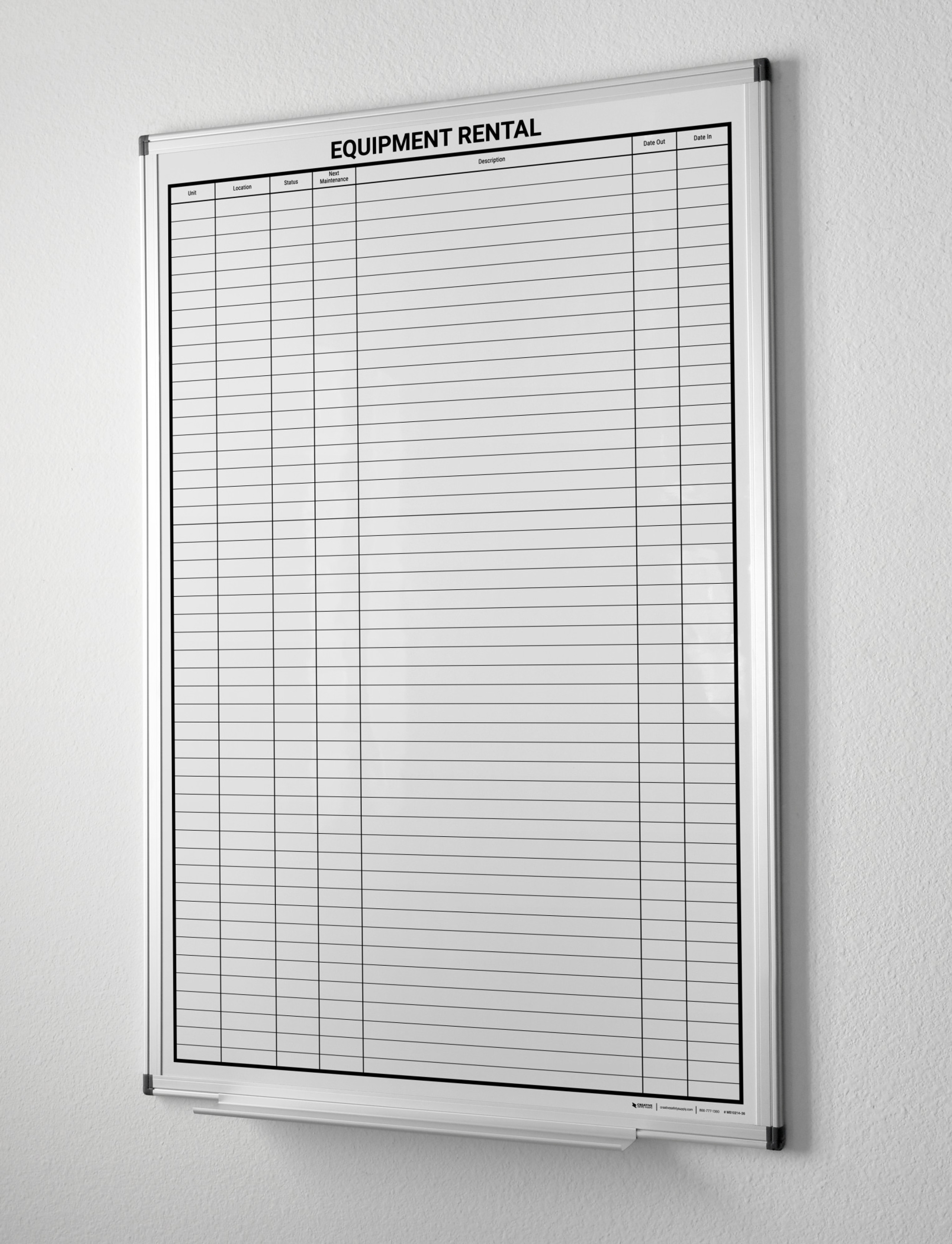 Equipment Rental Portrait Whiteboard