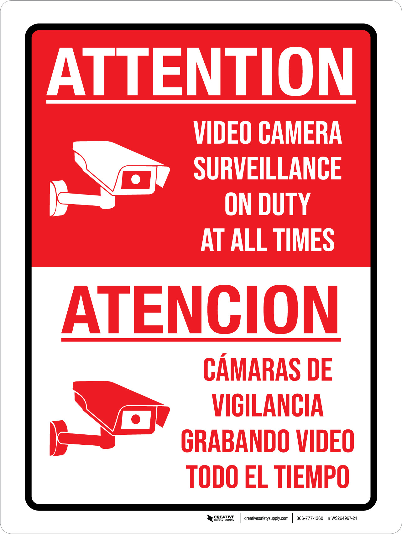 FHEGI Videoüberwachungs-Warnschild – 30,5x15,2 Cm, Aluminium, Zweisprachig (Englisch/Deutsch)
