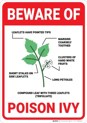 Beware Of Poison Ivy with Icon Portrait - Wall Sign