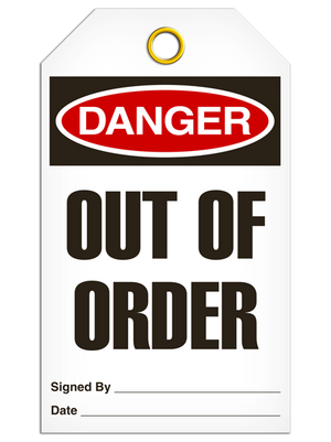 CAUTION OUT OF ORDER Equipment Tags, 3-1/8 X 6-1/4 United