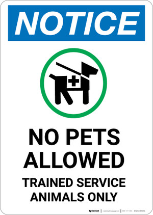 Notice: No Pets Allowed - Trained Service Animals Only with Icon