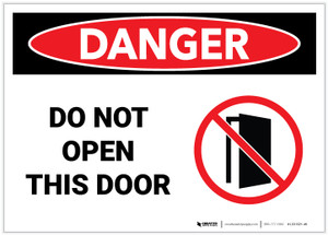 Danger: Do Not Open This Door with Icon Portrait - Label