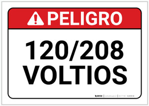 Danger: 120/208 Volts - Label