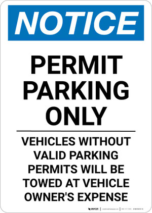 Notice: Permit Parking for Residents Only - Vehicles Without Valid