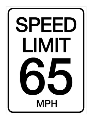 speed limit sign 65