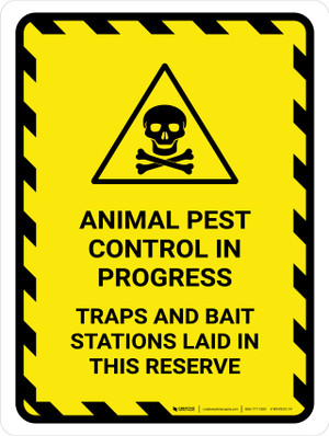 Animal Pest Control in Progress Traps with Hazard Icon Landscape - Wall Sign WS49462