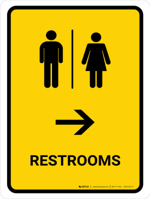 restroom sign right arrow