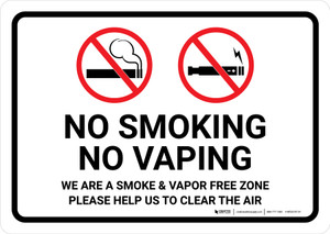 elf bar vape uk No Smoking No Vaping - We Are A Smoke & Vapor Free Zone Landscape - Wall  Sign
