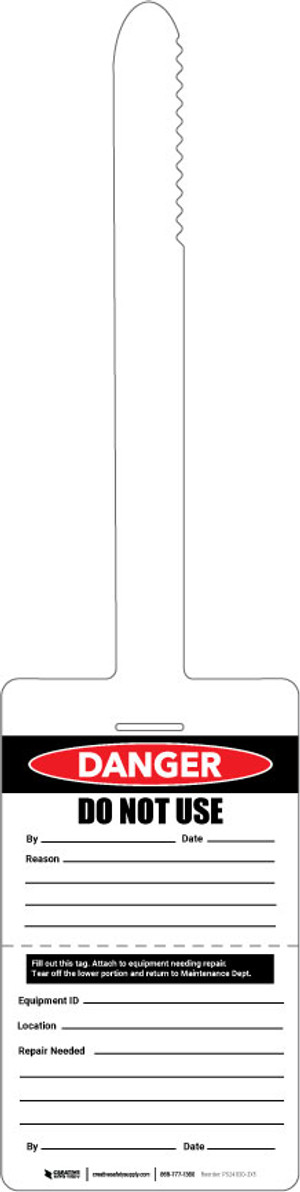 Calibration Required Do Not Use - Perforated Safety Tag TPP202