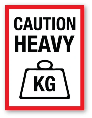 Caution Heavy with Icon - Shipping Label