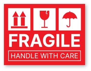 3.0625 x 1.8375 Fragile, Handle with Care (Red) - Pre-Printed Shipping  Labels - Weatherproof Polyester Laser - ST5612LP