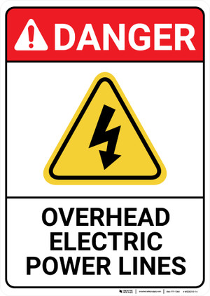 A Danger Overhead Electric Power Lines, No Fishing sign Stock