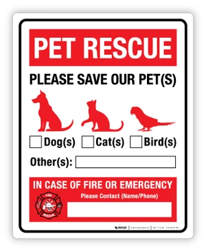 Pet Rescue Sticker First Responder Pet Stickers Pet Rescue Stickers 4-Pack - Fire Safety ...