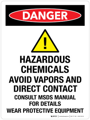 Danger: Hazardous Chemicals Avoid Vapors And Direct Contact - Consult MSDS Portrait