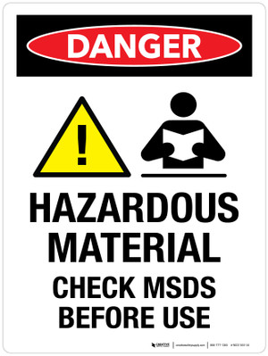 tobacco msds Danger: Hazardous Material Check Before Use Portrait sign posts MSDS - Safety data sheets