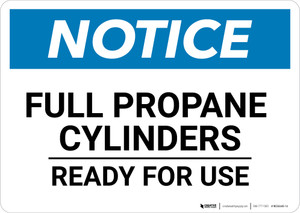 Notice: Full Propane Cylinders Ready for Use - Wall Sign