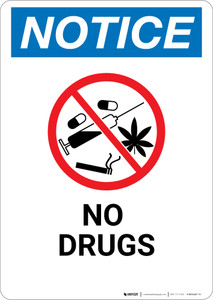 Notice: No Drugs with Icon - Wall Sign