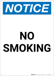 Notice: No Smoking Portrait - Wall Sign