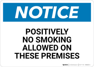 Notice: Positively No Smoking Allowed On These Premises - Wall Sign