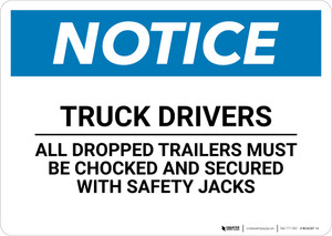 Notice: Truck Drivers All Dropped Trailers Must Be Chocked - Wall Sign