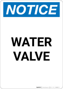 Notice: Water Valve - Wall Sign