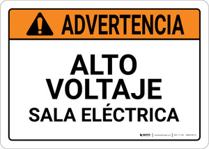 Warning: High Voltage Electrical Room Spanish Landscape ANSI - Wall Sign