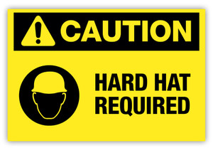 Caution - Hard Hat Required Label