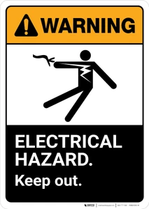 Warning: Electrical Hazard Keep Out with Graphic Portrait ANSI - Wall Sign