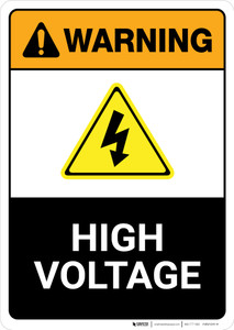 Warning: High Voltage with Graphic Landcape ANSI - Wall Sign